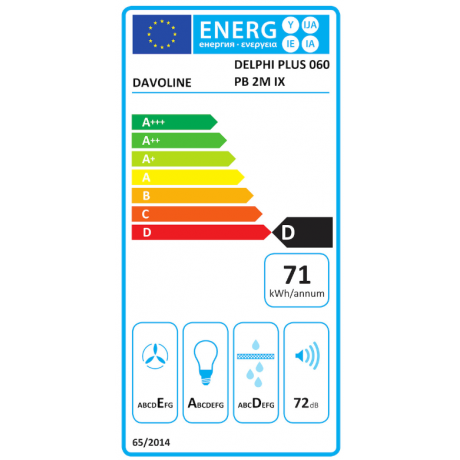 Davoline DELPHI PLUS 060 TC 2M IX Ελεύθερος Απορροφητήρας 60cm Inox